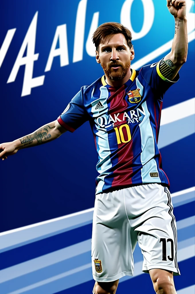 Lionel Messi animated 4K picture where he is polling a Argentina logo
