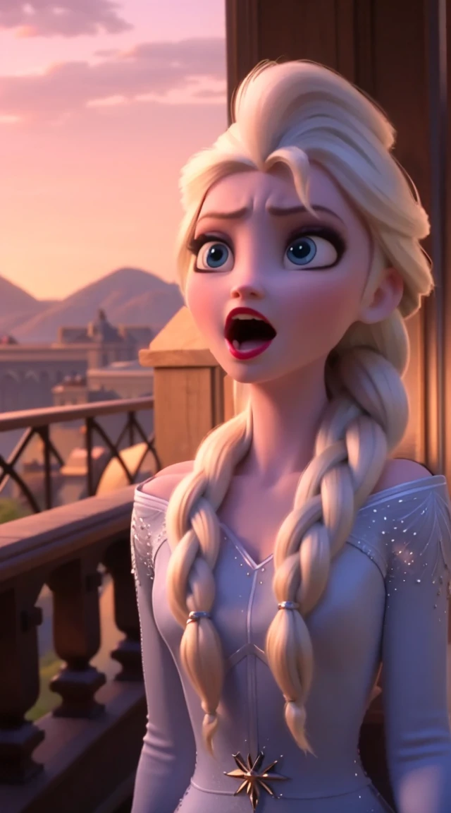 A beautiful, elegant long hair sings angry mouth