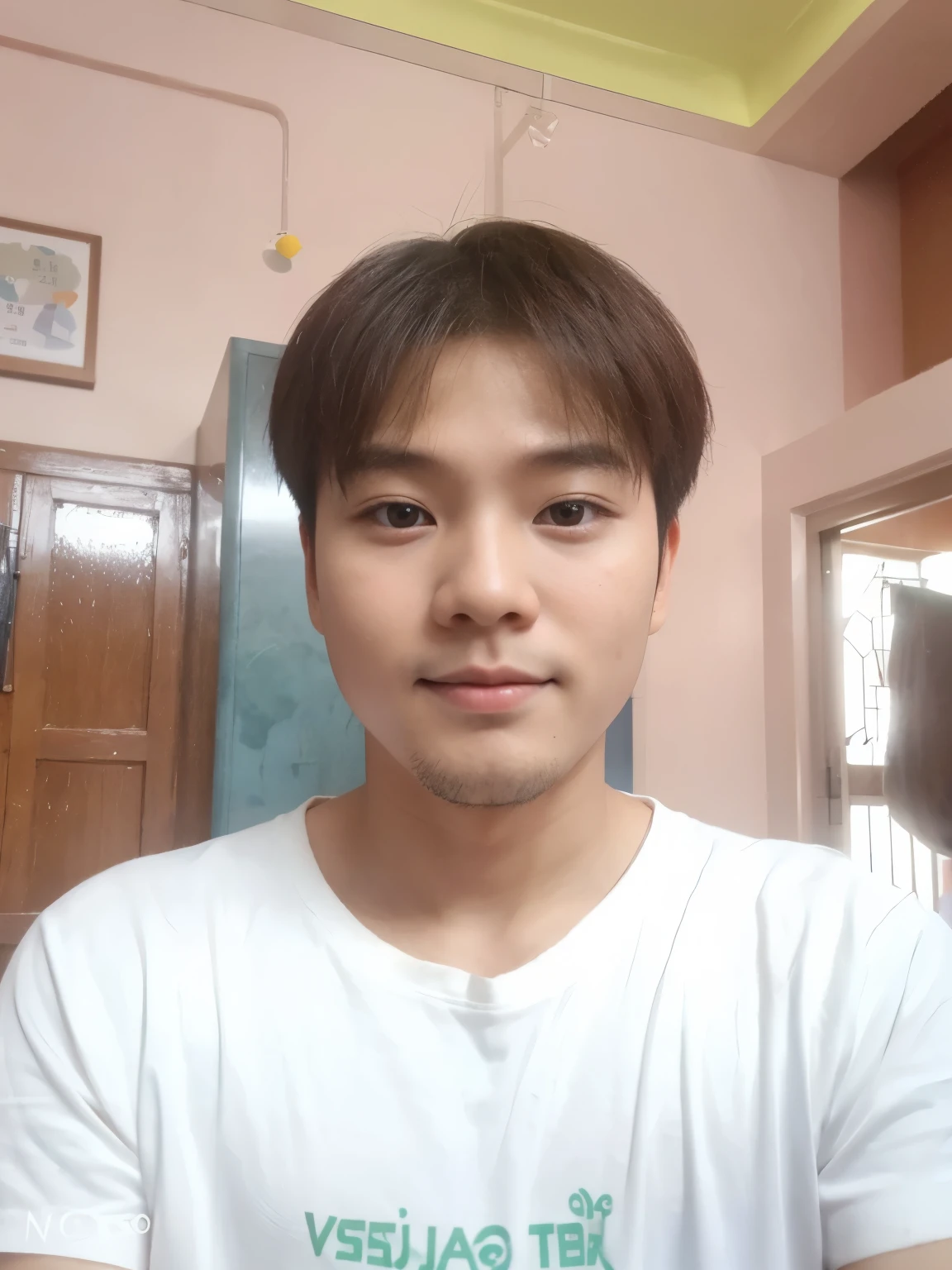 A cute little Korean baby boy, beautiful hair slim face hyper realistic