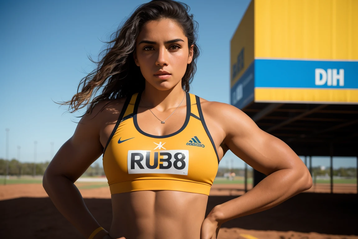 beautiful 21 years old, rubia universitaria americana, en uniforme de voleibol amarillo, muy flaca, Abdominales delgados, afuera en el campo de atletismo, ((Delgado, small)), fotorealista, foto, Obra maestra, realista, realism, fotorealism, alto contraste, fotorealista digital art trending on Artstation 8k HD high definition detallado realista, detallado, textura de la piel, hyper detallado, realista textura de la piel, armadura, mejor calidad, ultra high resolution, (fotorealista:1.4),, high resolution, detallado, raw foto, fuego agudo, by lee jeffries nikon d850 film stock fotograph 4 kodak portra 400 camera f1.6 lens rich colors hyper realista lifelike texture dramatic lighting unrealengine trending on artstation cinestill 800, raquel cocinar, de pie completo en el gimnasio, frente a la red de voleibol, in front of the camera,