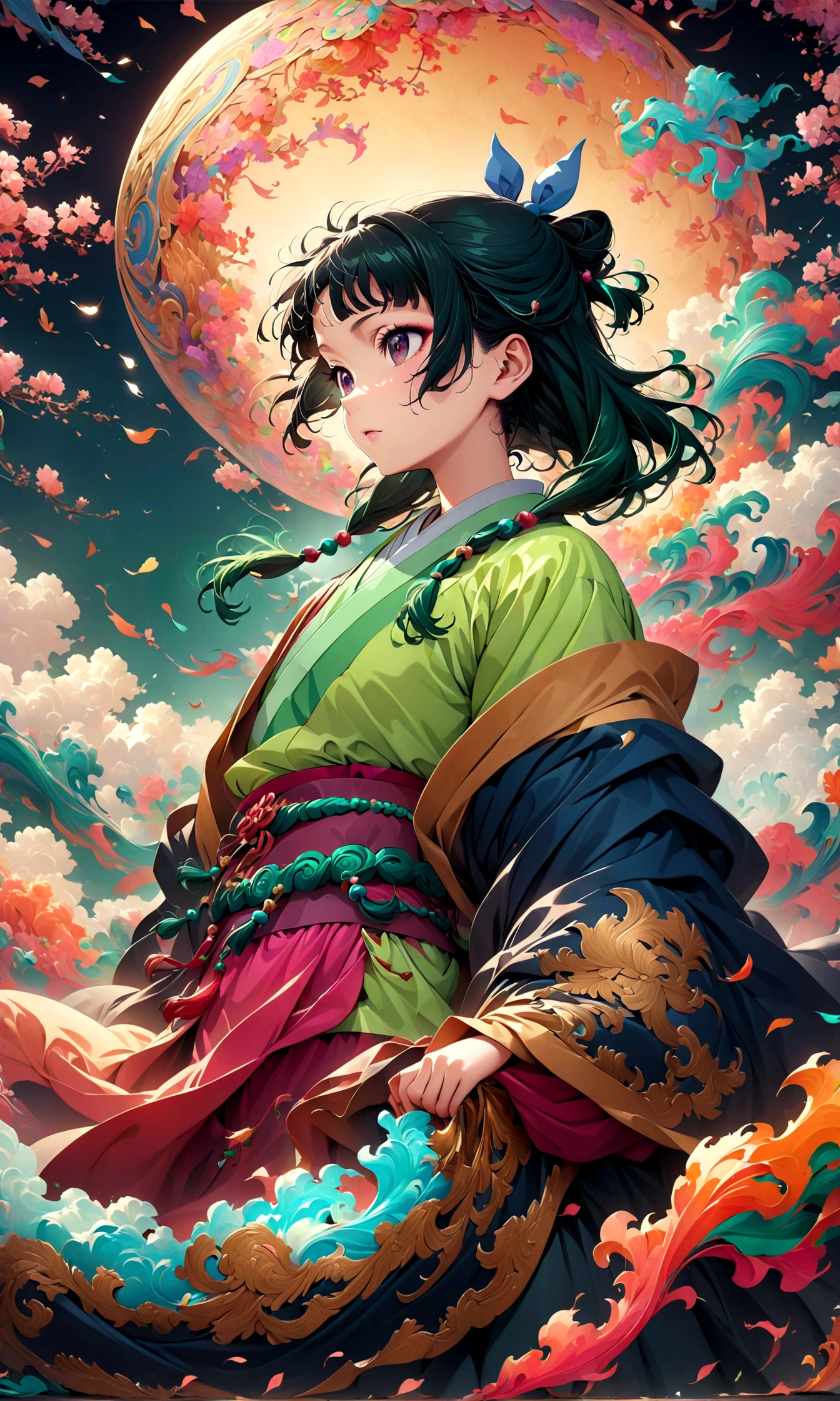1girl,maomao \(kusuriya no hitorigoto\),kusuriya no hitorigoto,Intricate details,Wide range of colors,artwork,rendering,(masterpiece:1.3),(highest quality:1.4),(Super detailed:1.5),High resolution,Very detailed,unity 8k wallpaper,Decadent,Wind