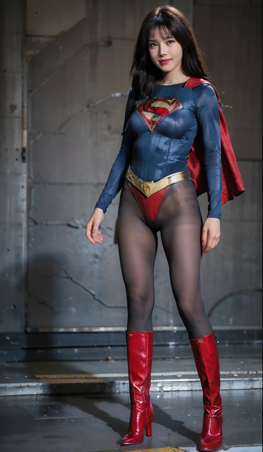 No background、(((Beautiful legs in black tights.)))、(((Legally express the beauty of your smile)))、((((Make the most of your original images)))、(((体にぴったりフィットするSupergirl Costume)))、(((Supergirl Costume)))、(((Beautiful Short Hair)))、(((She is winking cutely.)))、(((Please wear black tights....、Wear red boots)))、((Best image quality、8k))、((Highest quality、8k、masterpiece:1.3))、(((Preserve background )))、Sharp focus:1.2、Beautiful woman with perfect figure:1.4、Slim Abs:1.2、Wet body:1.5、Highly detailed face and skin texture、8k