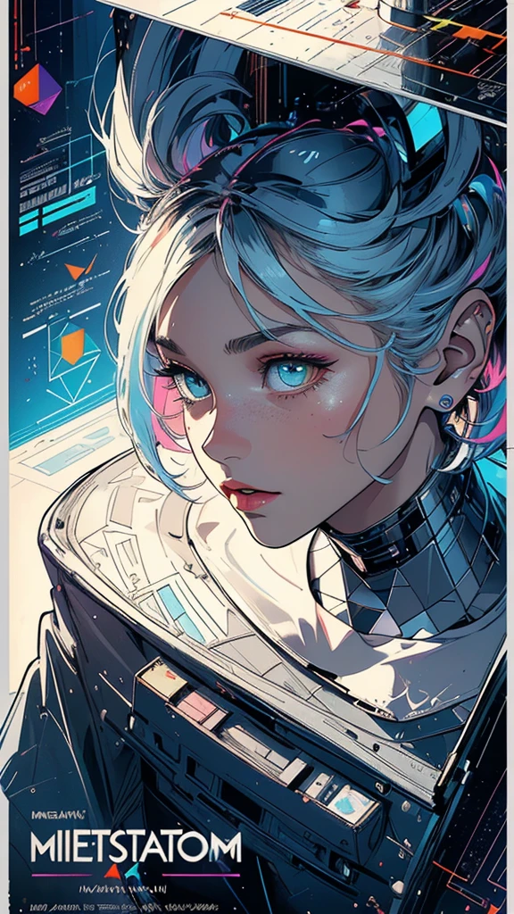 (((masterpiece, highest quality))),(((solo:1.2))),(((1girl:1.2))),32k wallpaper, very detailed, poster, vintage science fiction, 1960s,(((((geometric cinematic movie poster))))), (bauhaus), shape,(((abstract))), mid century modern, movie poster, vintage, Perfect Lady,1970's, halftone, speech bubble,(((((portfolio))))),(((((Close-up))))),(((((bust up))))),((((more various angle)))),(((highlight))),Vast landscape,((((heterochromia)))),(((complete. detailed face))),(((Extremely talented))),(((most complecated machine))),((Overall colorfully))