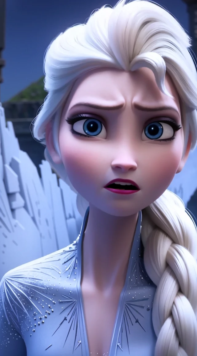 realistic angry woman, ice castle,