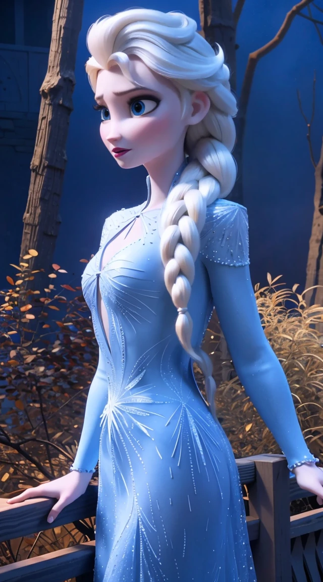 realistic woman, ice castle,