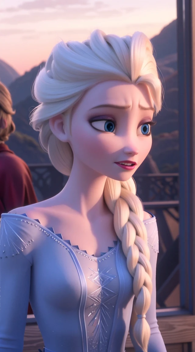 realistic woman, ice castle,