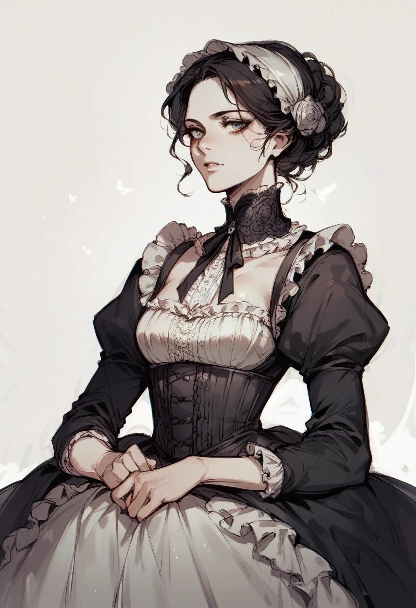 A black woman in a Victorian dress(Sketch style)