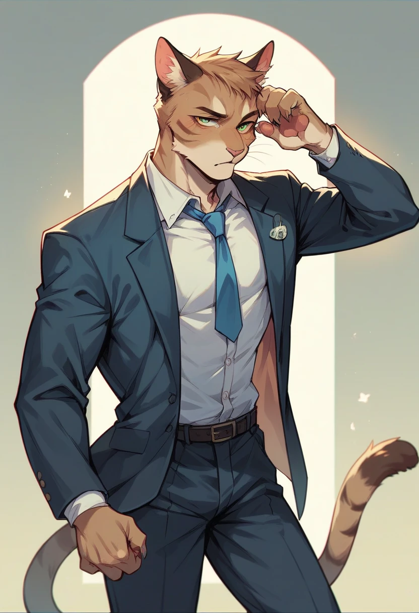 Cat in a suit of machine