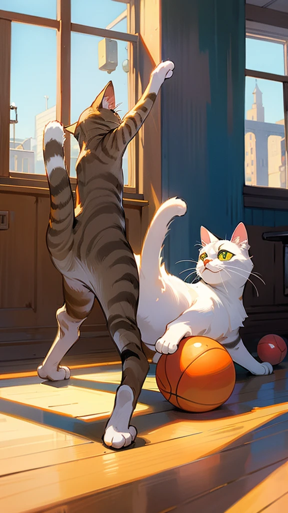 Cat playing ball 