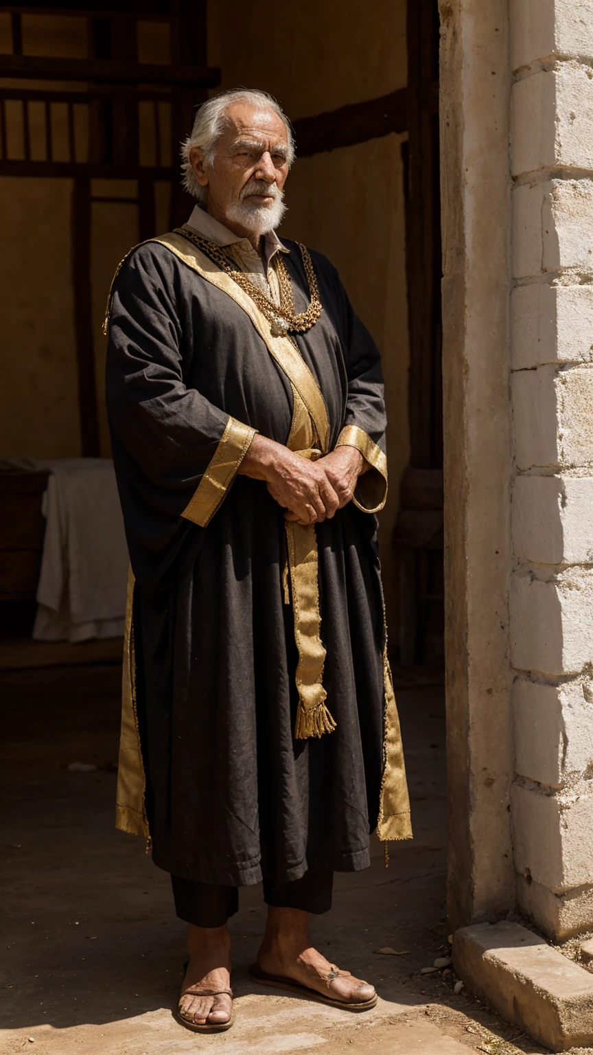 Draw me an old king who owns property and is very weak.