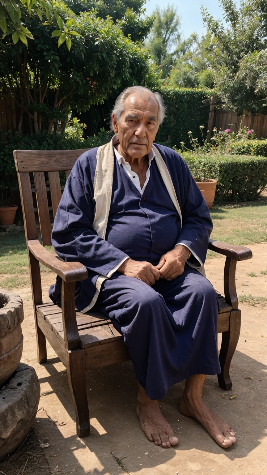 Draw me an old king who owns property and is very weak.