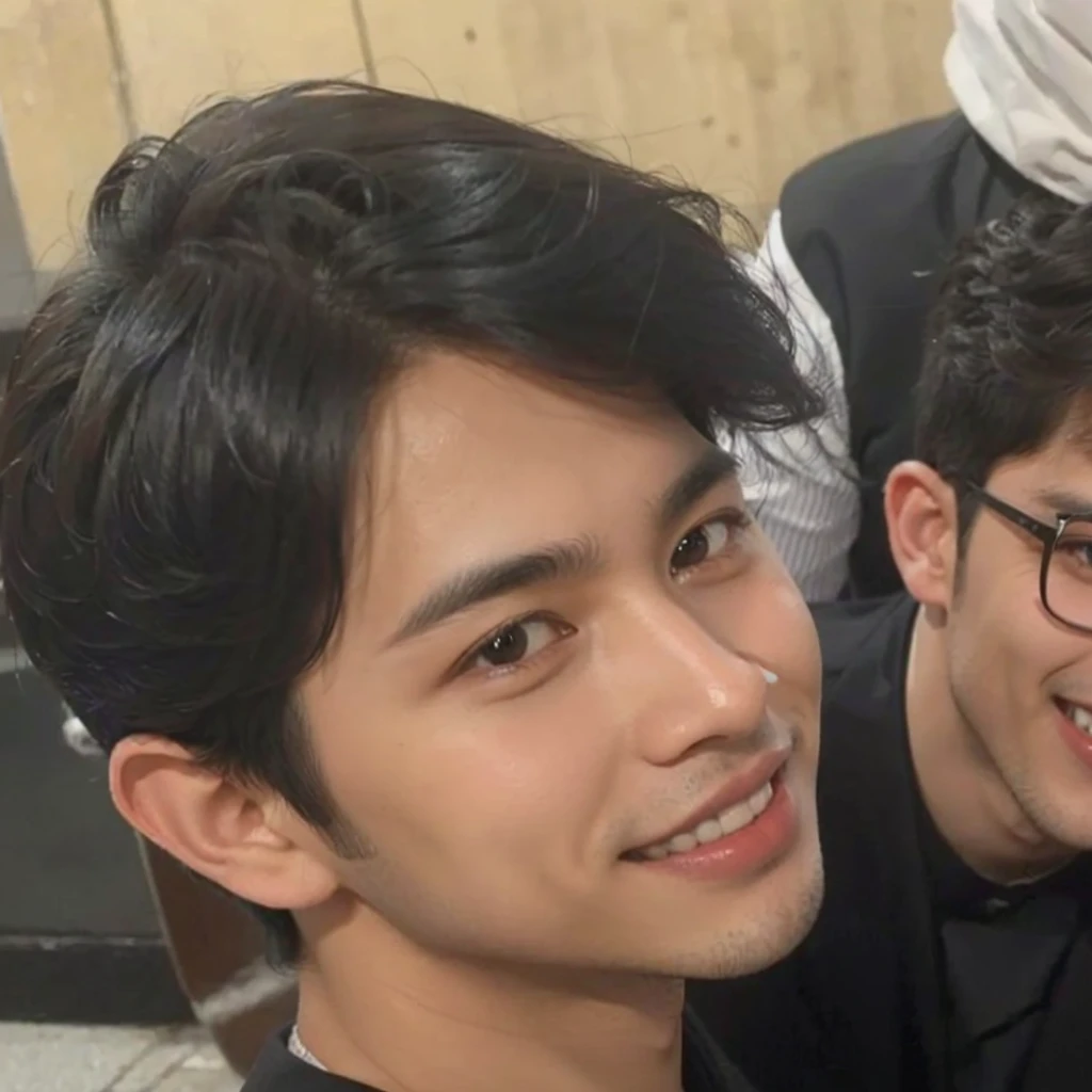 boyband, handsome guy, masculine man, wearing (Handsome men: 1.4), White shirt, Short black hair, Delicate face, Fair skin, formal outfit, ((On the street at night: 1.4)), Night, Deserted, nobody, 8 kg HD image, Masterpiece-level high-quality images,ryokan、Greet with a smile