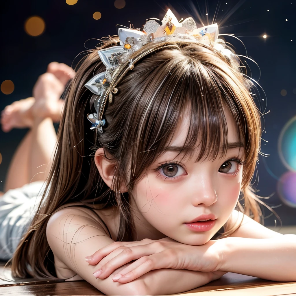 NSFW, 8k, High-level, absurd, masterpiece, best quality, primitive, very detailed CG, very detailed wallpaper, perfect lighting, Extremely detailed (((The personifying " Lisa from The Simpsons " as a Little Girl))), MysticSight, Tyndall effect, Tyndall scattering, Studio gray background with (many Dazzling RainbowColor particles BokeH:1.28), (RoundlyButts, ThighGap), (Exposed:0.4), (Assfocus with looking ahead), BREAK (NOGIZAKA face variations) Extremely Detailed very KAWAII face variations, perfect anatomy, Childish, captivating gaze, elaborate detailed Eyes with (sparkling highlights:1.28), long eyelashes、Glossy RED Lips with beautiful details, Coquettish tongue, Rosy cheeks, Radiant PearlSkin with clear transparency . { (Dynamic LifeLike expressions:1.4) | :d) }, (large eyes:-1) .