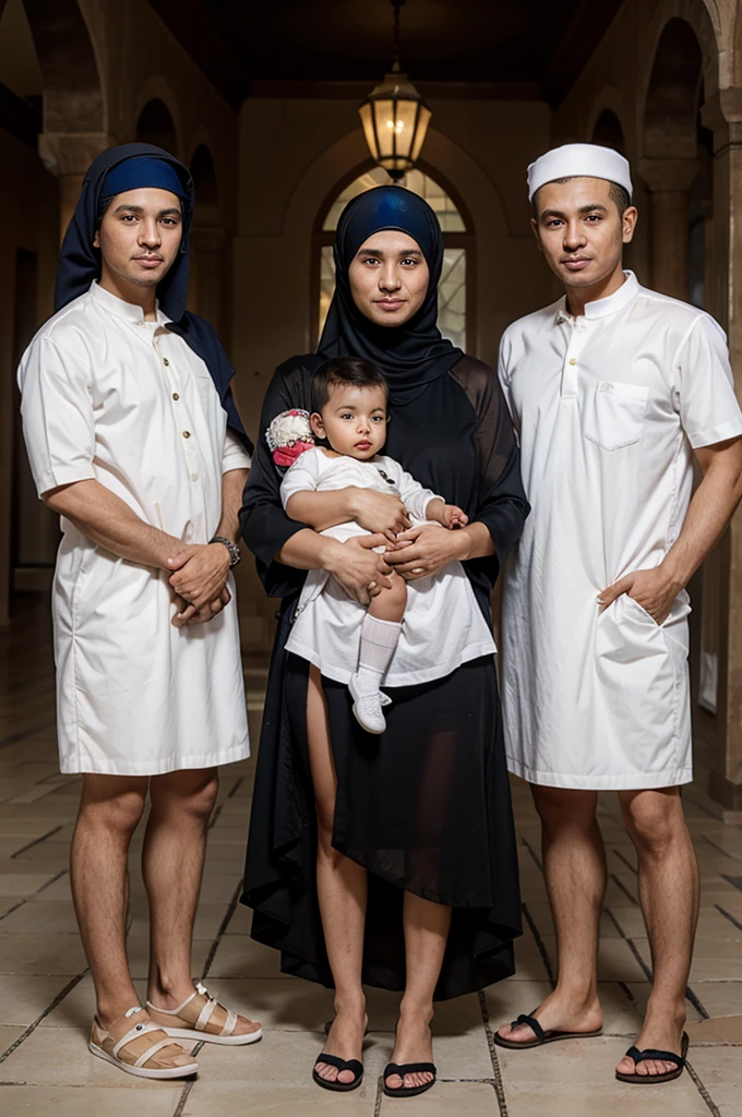 Moslem family mommy daddy 3 boys