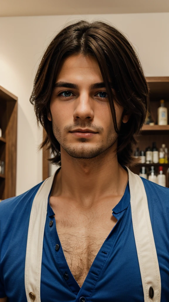 Ragazzo maschio, basso, druido, di d&d, capelli neri occhi blu