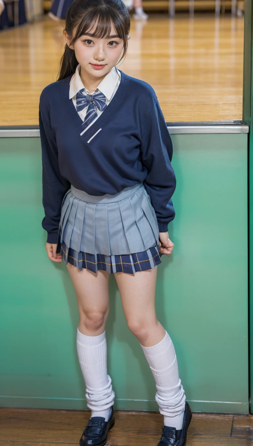 (photorealistic:1.4), ((fullbody shot)), (short stature),best quality, masterpiece, raw 32k photo, (extremely detailed japanese beautiful girl), (extremely detailed eyes:1.2),(baby face),(lolita),(14 years old), (cute face:1.2), ultra-detailed, ultra high res, amazing, BREAK,standing,
(school uniform:1.5),detailed school girl, (disneyland:1.4), beautiful detailed girl, bangs, cute face, (pleated miniskirt),(baggysocks),(thigh)