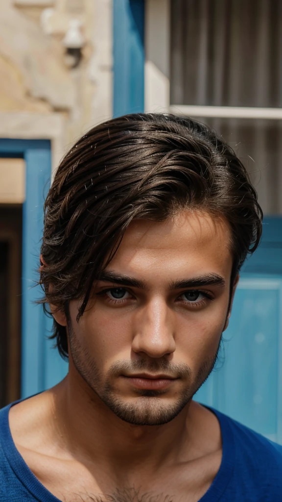 Ragazzo maschio, basso, druido, di d&d,  capelli neri occhi blu 