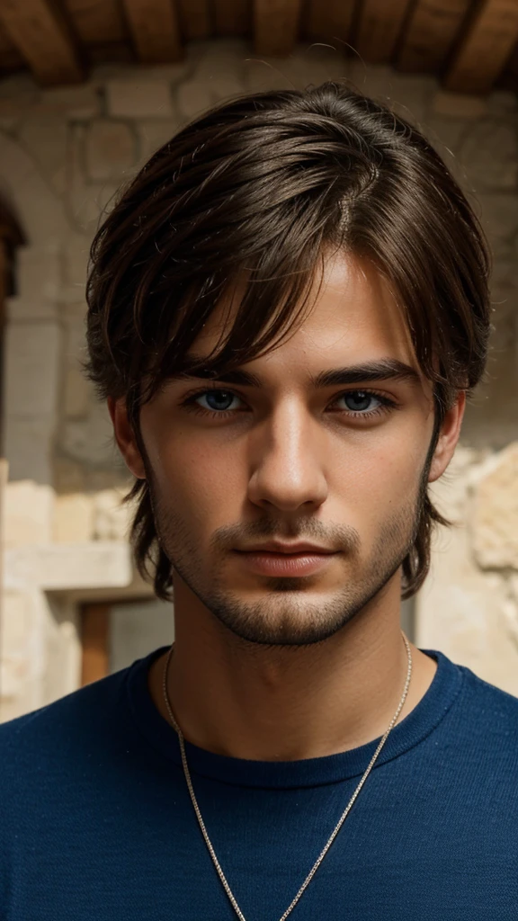 Ragazzo maschio, basso, druido, di d&d, capelli neri occhi blu