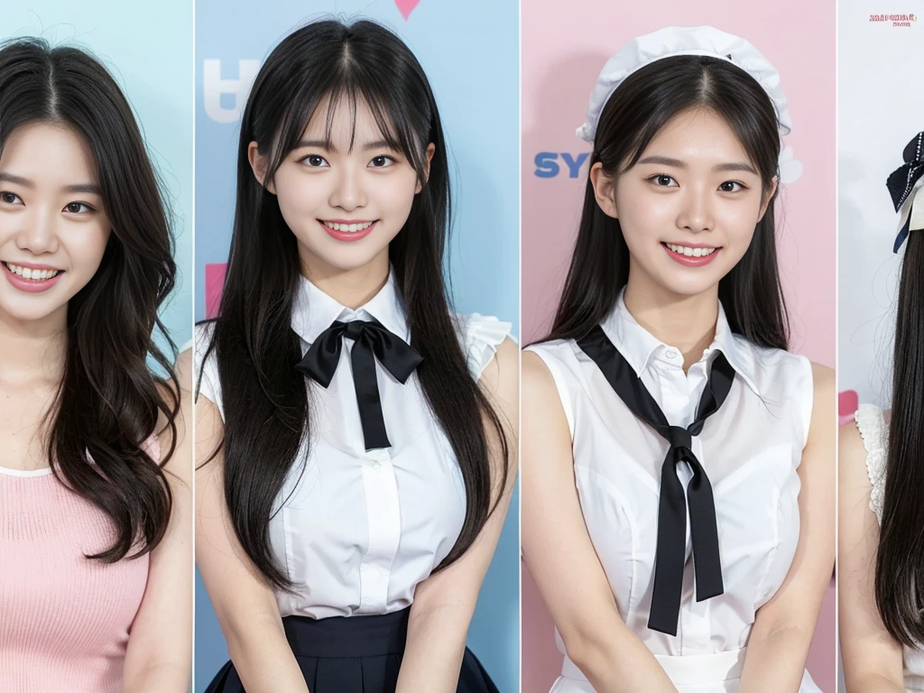 (Super cute Korean high school girls duo taking photos side by side 1.2)(grin,Smile)(Beautiful Sweat:1.1)(16k, RAW Photos, Highest quality, masterpiece: 1.2),(Shiny black hair) Super detailed, Super Resolution, (Genuine, Genuine photos: 1.37), Portraiture, High-resolution RAW color photos, Professional photos, Very detailed, 8k wallpaper, Very detailed CG Unity 8k wallpaper, Very detailed beautiful girls, Very detailed faces, ((whole body)), beautiful woman, Huge breasts,(huge boobs:1.1) (Big Boobs:1.1), Beauty college student (A tight, girly, pale pink sleeveless top with a ribbon.),high School girl, Korean Girls,(K-POP Female Idols), (Idol-class beauty)(Beautiful high school girl:1.1)(School)(18-year-old)(Stylish school uniform-style outfit:1.1)(Group photo:1.3)