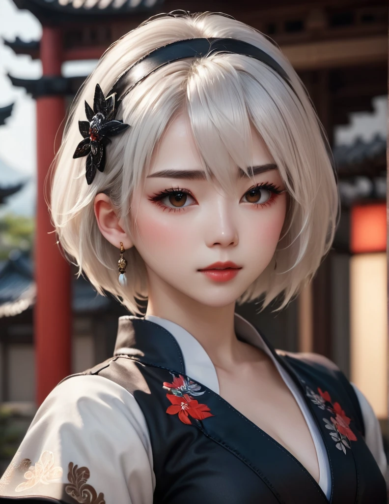 quality(8k wallpaper of extremely detailed CG unit, ​masterpiece, hight resolution, top-quality, top-quality real texture skin,hyper realisitic, digitial painting,increase the resolution,RAW photos，best qualtiy,highly detailed,the wallpaper),BREAK,8K, onmyoji-style art, half face, 