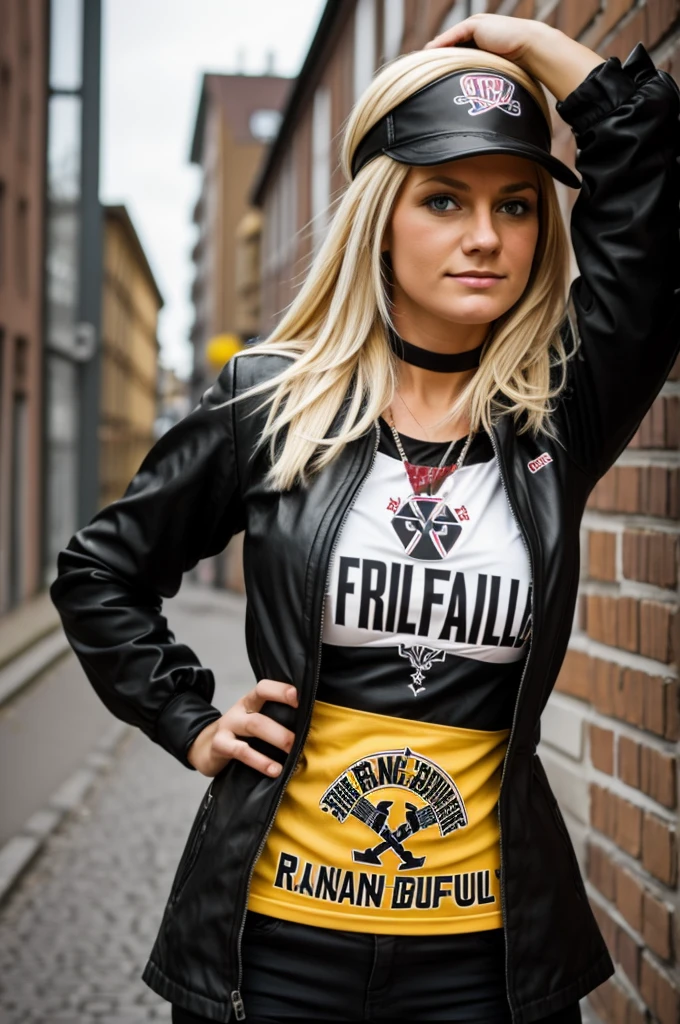 Frau blond St. Pauli Trikot 