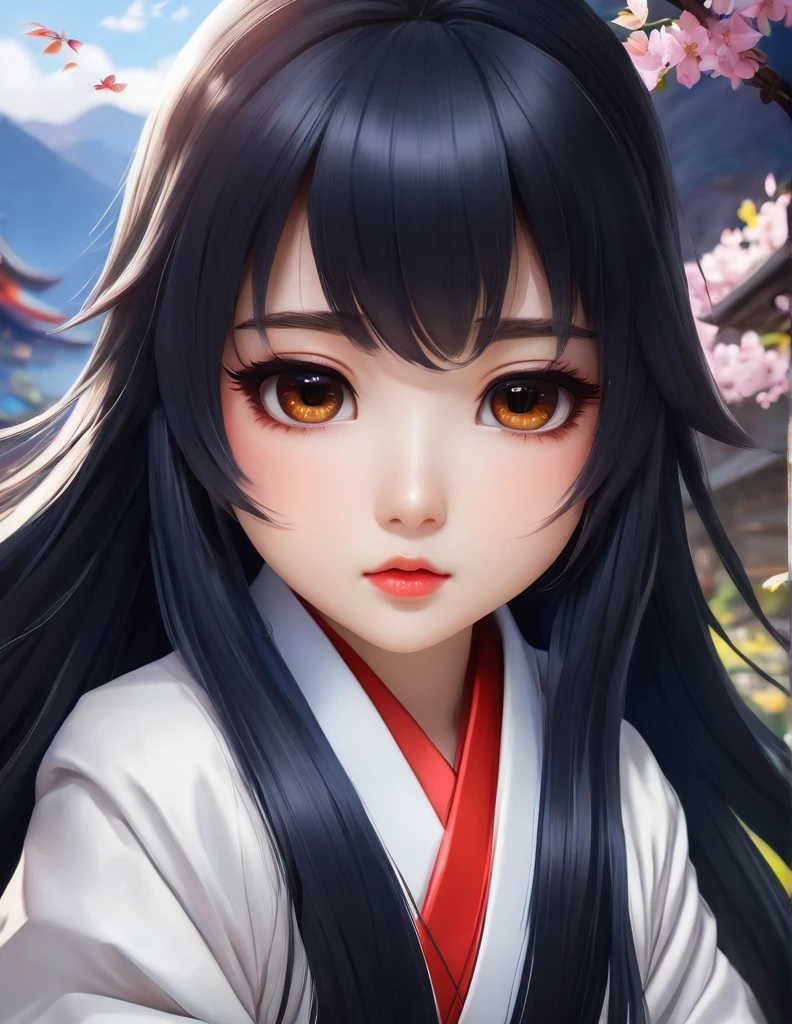 quality(8k wallpaper of extremely detailed CG unit, ​masterpiece, hight resolution, top-quality, top-quality real texture skin,hyper realisitic, digitial painting,increase the resolution,RAW photos，best qualtiy,highly detailed,the wallpaper),BREAK,8K, Chibi , onmyoji-style art, half face, anime girl with long black hair and a white jacket, painted in anime painter studio, digital anime illustration, highly detailed exquisite fanart, inspired by Ma Yuanyu, made with anime painter studio, smooth anime cg art, realistic anime artstyle, inspired by Sim Sa-jeong, detailed digital anime art, beautiful anime portrait, digital anime art, beautiful alluring anime woman