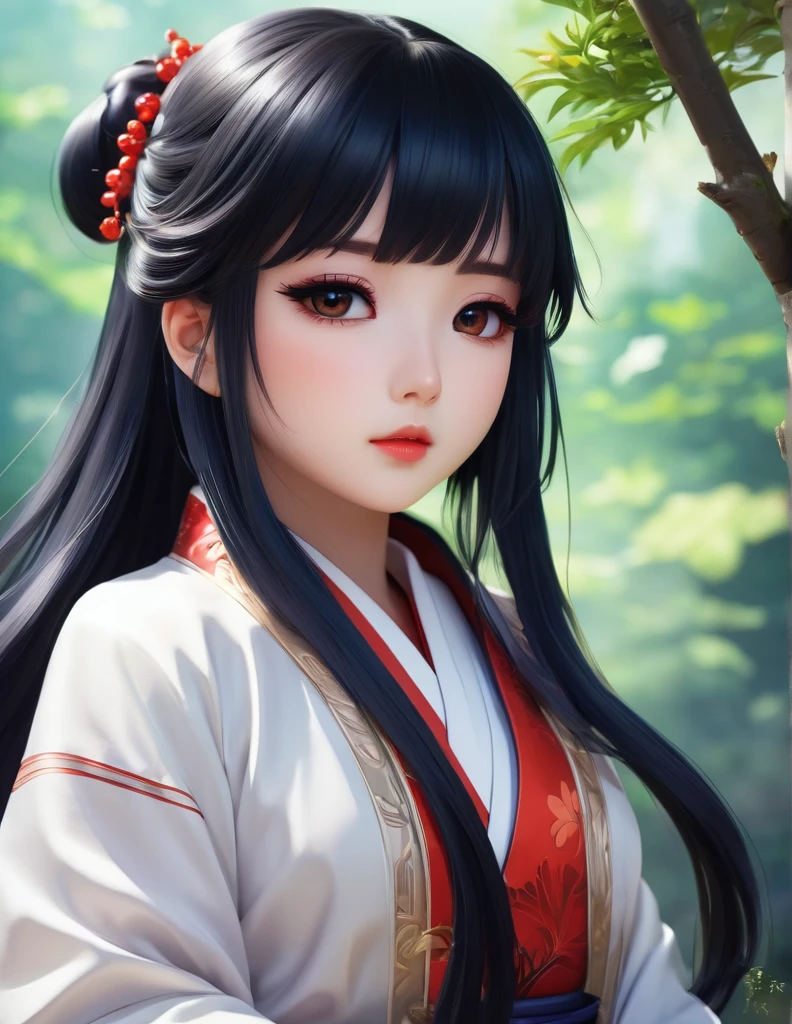 quality(8k wallpaper of extremely detailed CG unit, ​masterpiece, hight resolution, top-quality, top-quality real texture skin,hyper realisitic, digitial painting,increase the resolution,RAW photos，best qualtiy,highly detailed,the wallpaper),BREAK,8K, Chibi , onmyoji-style art, half face, anime girl with long black hair and a white jacket, painted in anime painter studio, digital anime illustration, highly detailed exquisite fanart, inspired by Ma Yuanyu, made with anime painter studio, smooth anime cg art, realistic anime artstyle, inspired by Sim Sa-jeong, detailed digital anime art, beautiful anime portrait, digital anime art, beautiful alluring anime woman