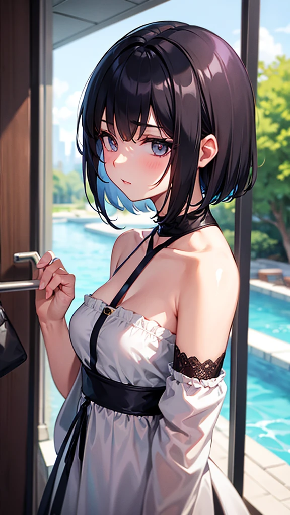 Short shoulder length hair girl, beautiful