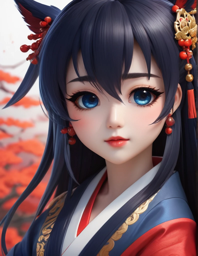 quality(8k wallpaper of extremely detailed CG unit, ​masterpiece, hight resolution, top-quality, top-quality real texture skin,hyper realisitic, digitial painting,increase the resolution,RAW photos，best qualtiy,highly detailed,the wallpaper),BREAK,8K, Chibi , onmyoji-style art, half face, 