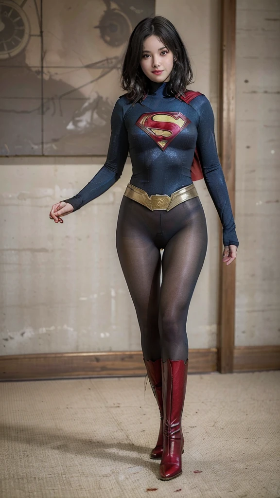 No background、(((Beautiful legs in black tights.)))、(((Legally express the beauty of your smile)))、((((Make the most of your original images)))、(((体にぴったりフィットするSupergirl Costume)))、(((Supergirl Costume)))、(((Beautiful Short Hair)))、(((She is winking cutely.)))、(((Please wear black tights....、Wear red boots)))、((Best image quality、8k))、((Highest quality、8k、masterpiece:1.3))、(((Preserve background )))、Sharp focus:1.2、Beautiful woman with perfect figure:1.4、Slim Abs:1.2、Wet body:1.5、Highly detailed face and skin texture、8k