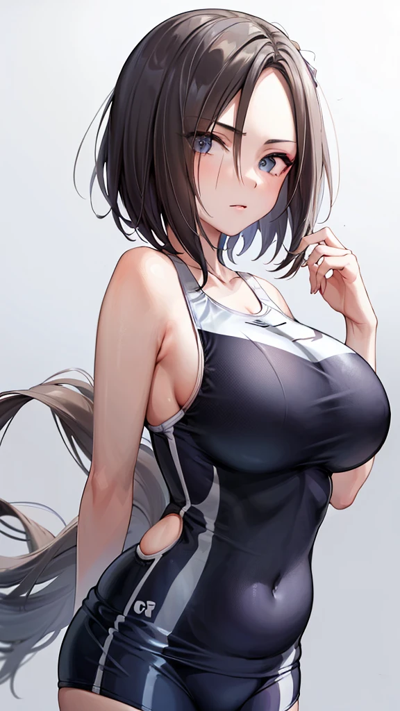 (((masterpiece))),(((High resolution)))、(((perfect face)))、(((Air Groove)))、, ((competitive swimsuit)), Plump, top quality eyes, detailed texture, look at the camera, (big tits), ((high resolution face))
