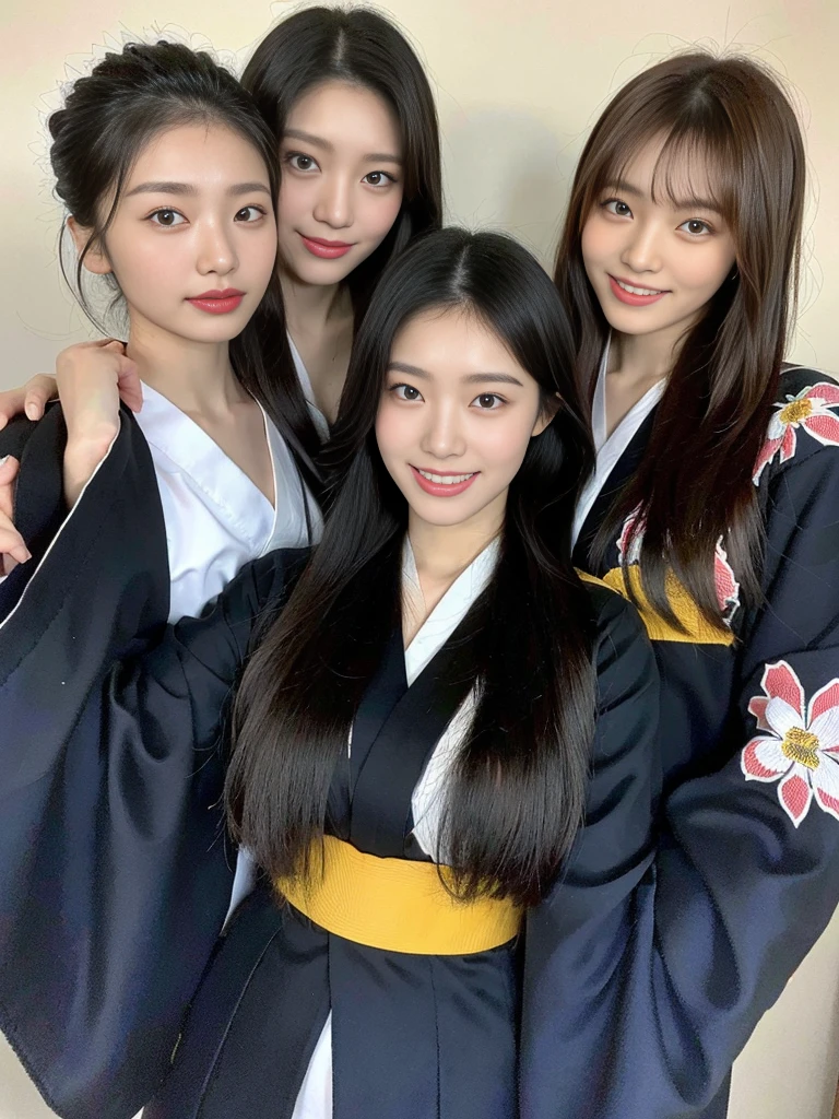 (Super cute Korean gal high school girl takes a photo with her friend 1.2)(grin,Smile)(Beautiful Sweat:1.1)(16k, RAW Photos, Highest quality, masterpiece: 1.2),(Mr.々Beautiful black hair with a simple hairstyle:1.2) Super detailed, Super Resolution, (Genuine, Genuine photos: 1.37), Portraiture, High-resolution RAW color photos, Professional photos, Very detailed, 8k wallpaper, Very detailed CG Unity 8k wallpaper, Very detailed beautiful girls, Very detailed faces, ((whole body)), beautiful woman, Huge breasts,(huge boobs:1.1) (Big Boobs:1.1),high school girl, Korean Girls,(K-POP Female Idols), (Idol-class beauty)(Beautiful high school girl:1.1)(屋台がいっぱいあるshrineの夏祭り:1.2)(18-year-old)(Stylish kimono-style outfit:1.1)(Group photo:1.3)shrine,yukata,