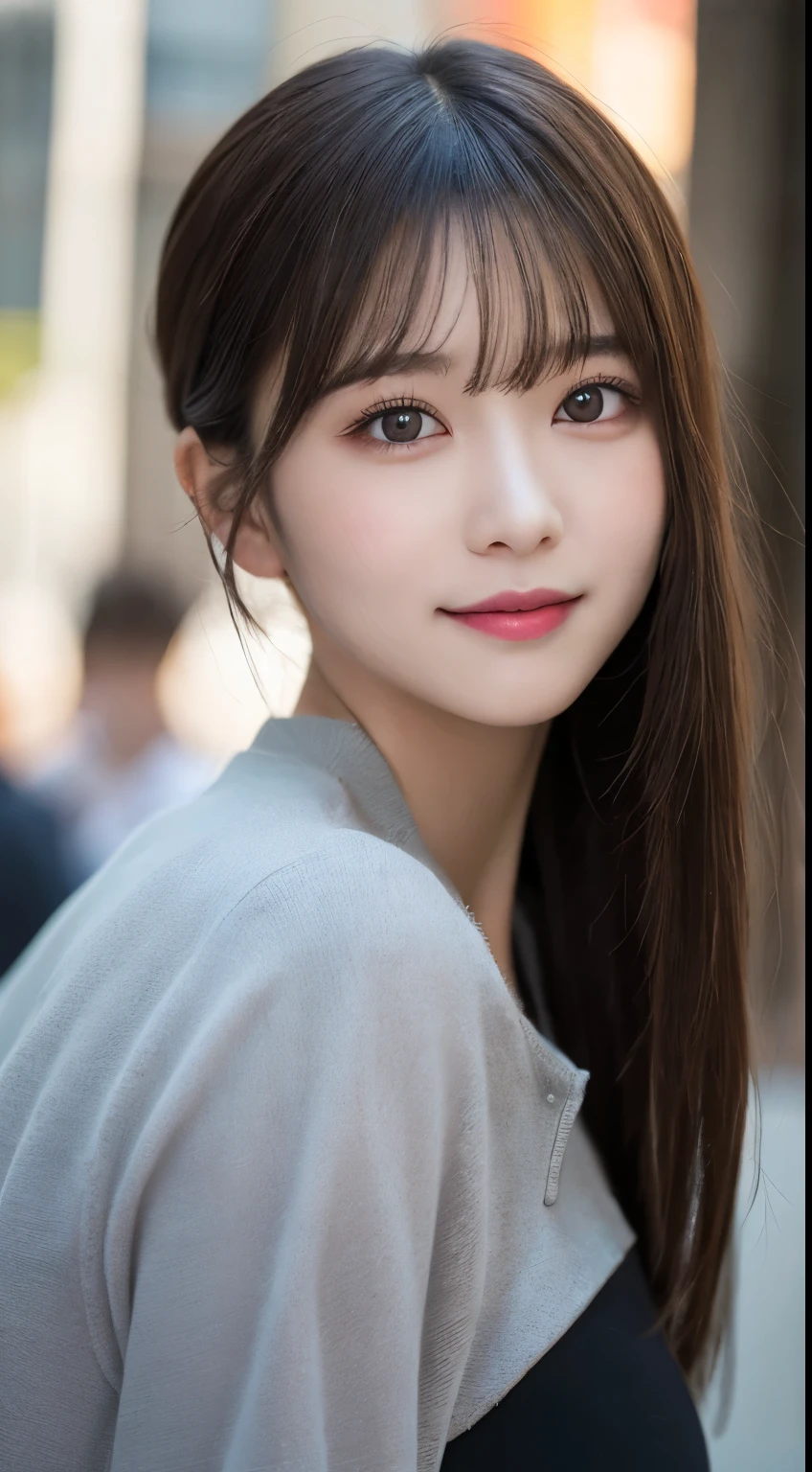 Tabletop, Highest quality, shape, Very detailed, finely, High resolution, 8k wallpaper, 完璧なダイナミックな構shape, Beautiful and exquisite,ランダムなcute髪,,Natural color lip、20-year-old girl、cute、Looking into the camera,Always blur the background,Perfect and beautiful face,Slim face and figure,Big eyes、Putting on gal makeup,Small face,Shooting from below、Blurred Background,Elegant feminine face、Cyberpunk Fashion、smile、Change pose randomly、Randomly change the shooting angle and position、Summer fashion for women