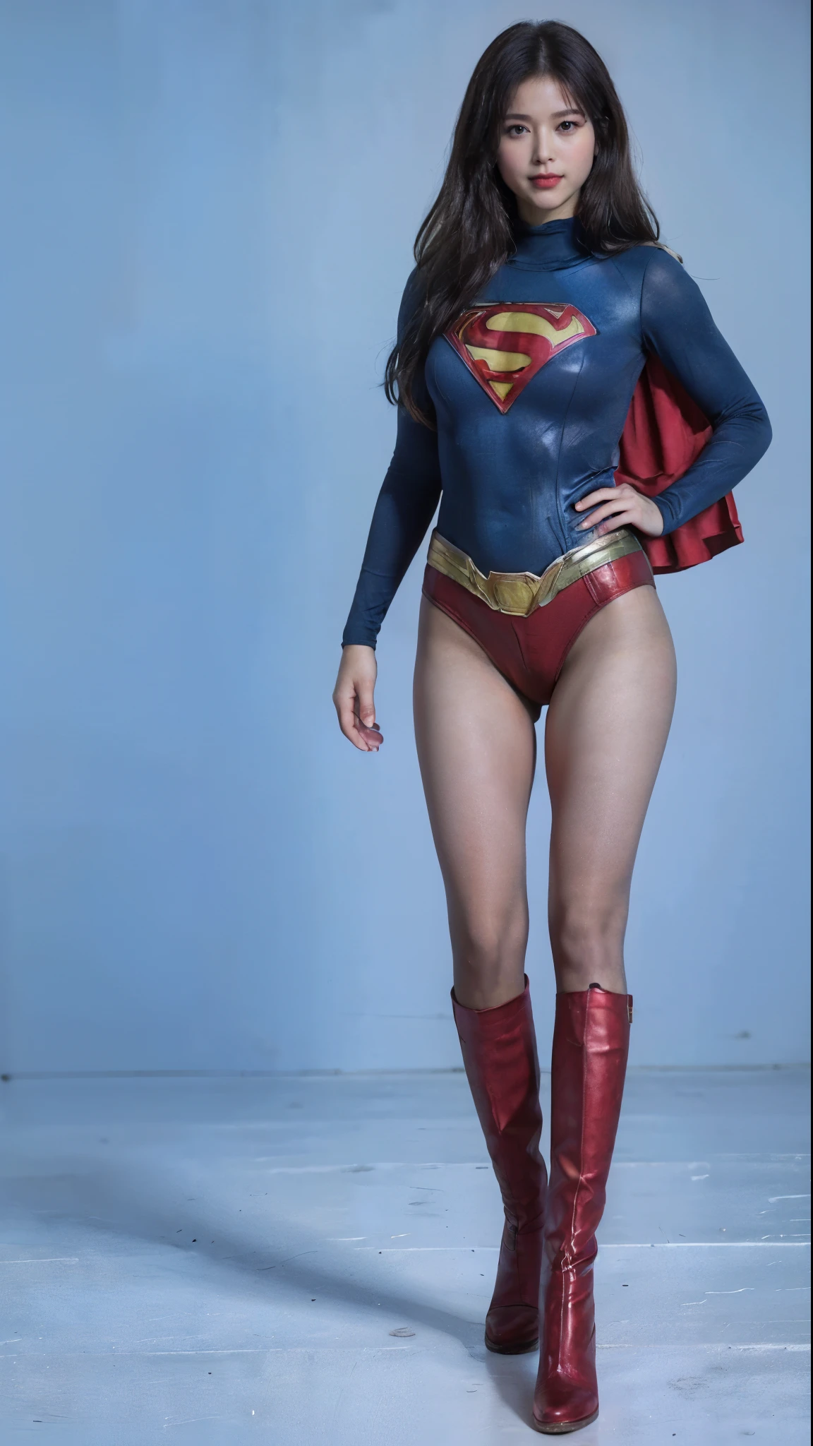 No background、(((Beautiful legs in black tights.)))、(((Legally express the beauty of your smile)))、((((Make the most of your original images)))、(((体にぴったりフィットするSupergirl Costume)))、(((Supergirl Costume)))、(((Beautiful Short Hair)))、(((She is winking cutely.)))、(((Please wear black tights....、Wear red boots)))、((Best image quality、8k))、((Highest quality、8k、masterpiece:1.3))、(((Preserve background )))、Sharp focus:1.2、Beautiful woman with perfect figure:1.4、Slim Abs:1.2、Wet body:1.5、Highly detailed face and skin texture、8k