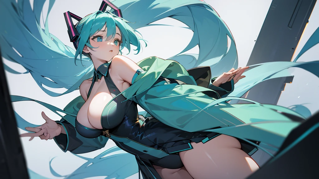 masterpiece, Highest quality,One girl, Hatsune Miku, Huge breasts, Huge breasts, Huge breasts, Huge breasts, Huge breasts, Huge breasts, Huge breasts、Big Butt、obesity