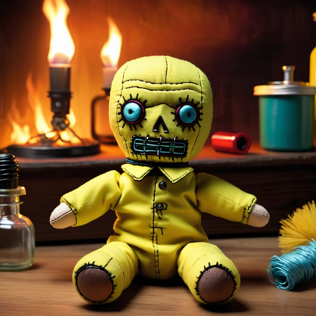 (knitted toy voodoo doll:1.8), (voodoo Walter White from the series "Breaking Bad":1.2), Walter White's clothes, in the background the atmosphere of the series Breaking Bad, best quality, masterpiece, detailed soft oil painting, detailed background, dramatic cinematic lighting, soft edge lighting, professional, dramatic lighting, hard edge lighting, ultra quality, 4k,masterpiece, best quality, 8k, ultra highres, highres, extremely detailed