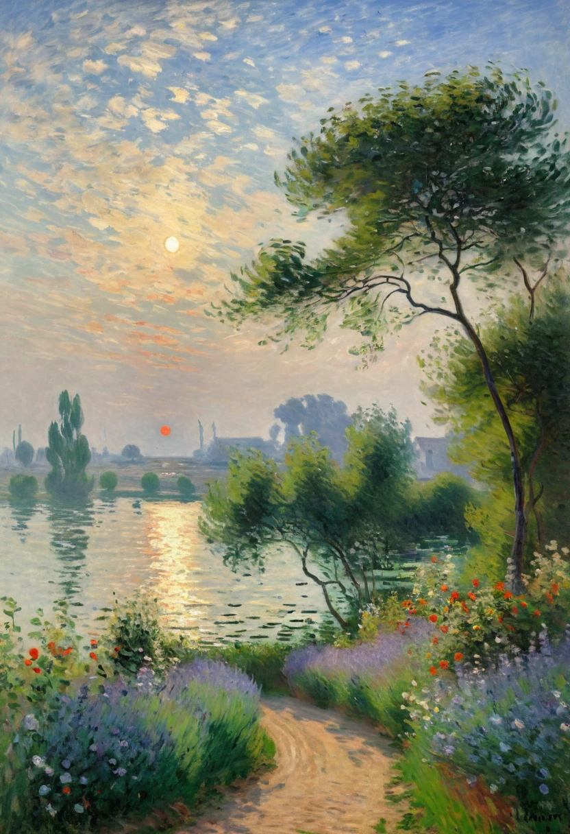 Claude Monet, summer, improve, complex, (best quality, masterpiece, representative work, Official Art, professional, Unity 8K wallpaper:1.3)