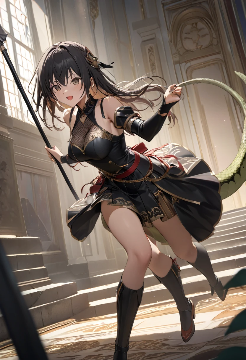 ((Highest quality、unity 8k wallpaper、32K、masterpiece、Very detailed、Ultra-high resolution、Ultra-high resolution、 Very detailedな顔, RAW Photos, Professional, Ultra-fine painting, Fine metal texture, Genuine)) Kotegawa Yui morphing into lizardwomen, Long tail、