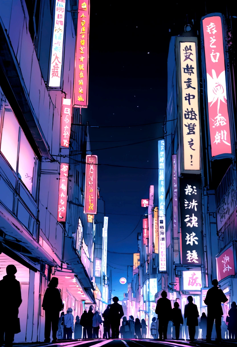 "夜のTokyoの街並み, Futuristic architecture with vivid neon lights."Tokyoの中心部 - Tokyoの賑やかな街並みを想像してみてください, Neon signs and people々In the crowd,Tokyo,The scenery seen from a human perspective、The streets of Shinbashi, Japan