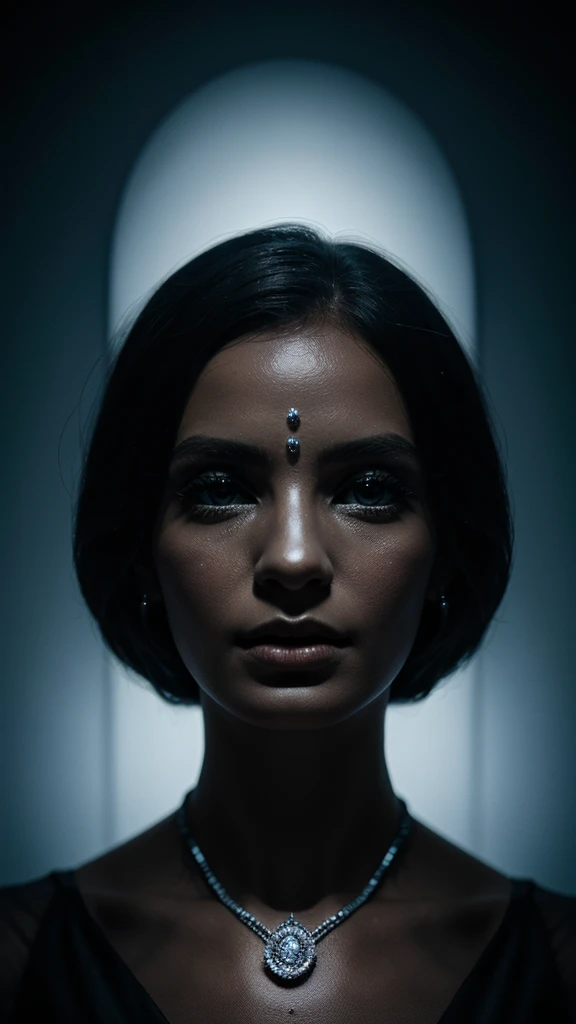 dead women made of diamonds, studio light, dark background, photography