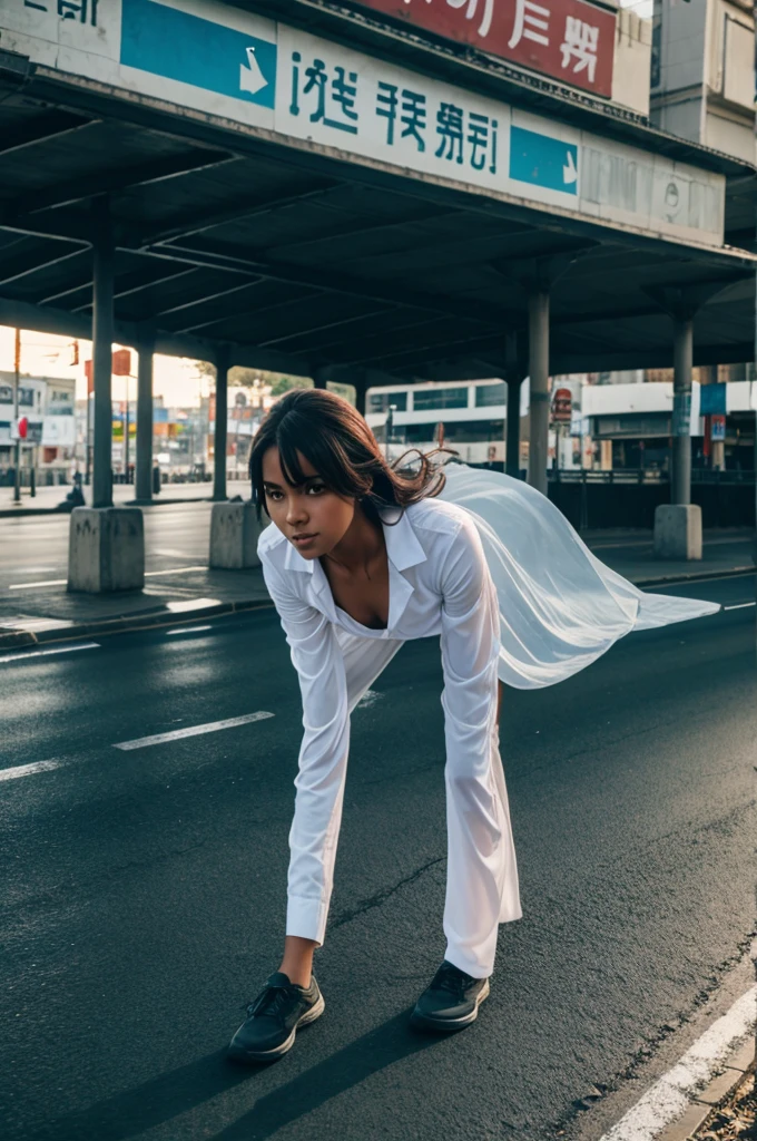 A ghost of female antity in road