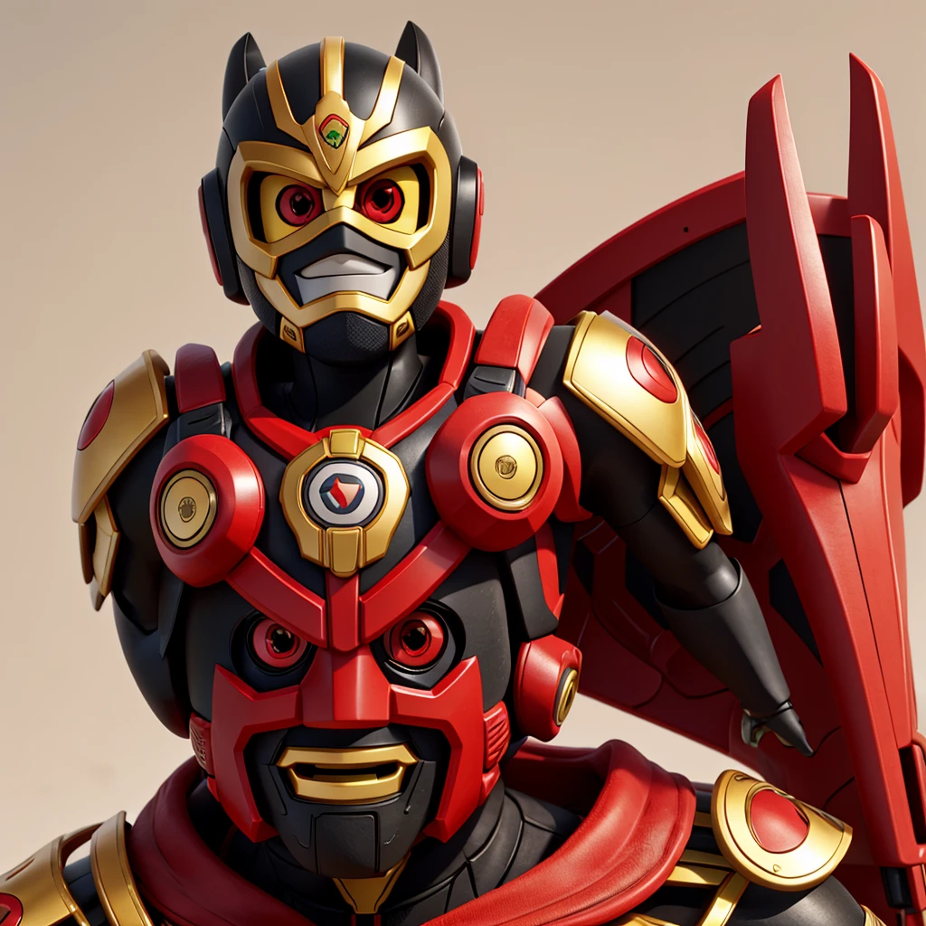 Kamen Rider OOO,The mask color is red and white,leg has color black and gold.