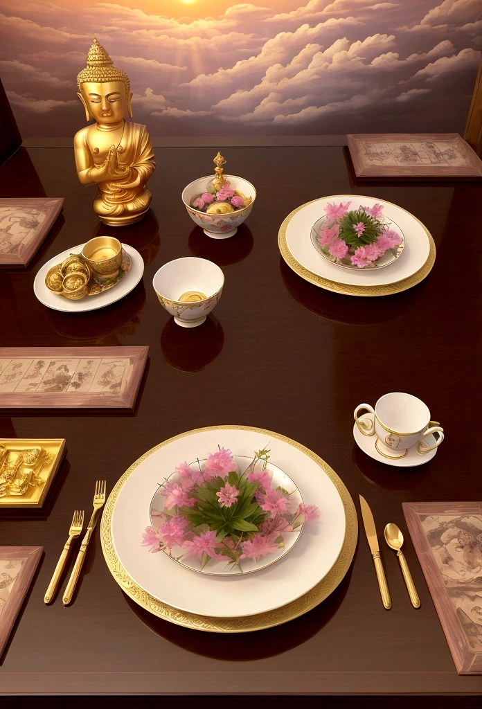 ((Tabletop)),(最high quality)),Chinese style,In the sky, The clouds form a giant transparent and shining white jade Maitreya Buddha statue,Thick Clouds,And the sun was shining bright,Pilgrims' Path,Surreal,Ultra-photorealism,pink,8k,High resolution,high quality,Masterpieces,Ultra-fine,(((OC Renderer)))