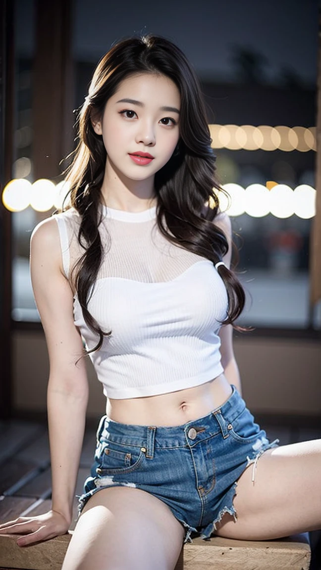 （realisticlying， high resolucion;：1.3）， 1 girl with a perfect body， super fine face and eyes，Long Whitr hair， Tank tops in random colors：1.2, mini-skirt, high-heel， tits huge，Cleavage exposure，（Eurasian jay：1.5)Masterpiece， best qualtiy， Raw-Photo， realisticlying， face， Unbelievably ridiculous resolution， depth of fields， high resolucion;， ultra - detailed， finedetail， very very detailed， extremely detailed eyes and face， sharp pupils， Realistic student， Clear Focus Lock， cinematic lightings, Whole body, Pretty legs, In the subway, Division between the legs
