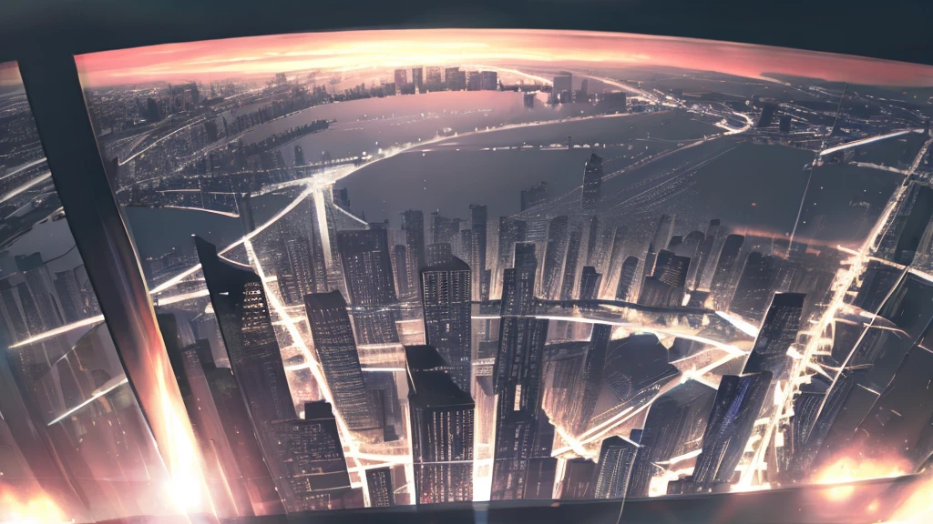 anime,silhouette,One girl, headphone、Back view、blonde、Grab the microphone、sing、star (null), cloud, cityscape, building, city, Outdoor, nullscraper, city lights, night, night null, sunset, nullline,night、dark
