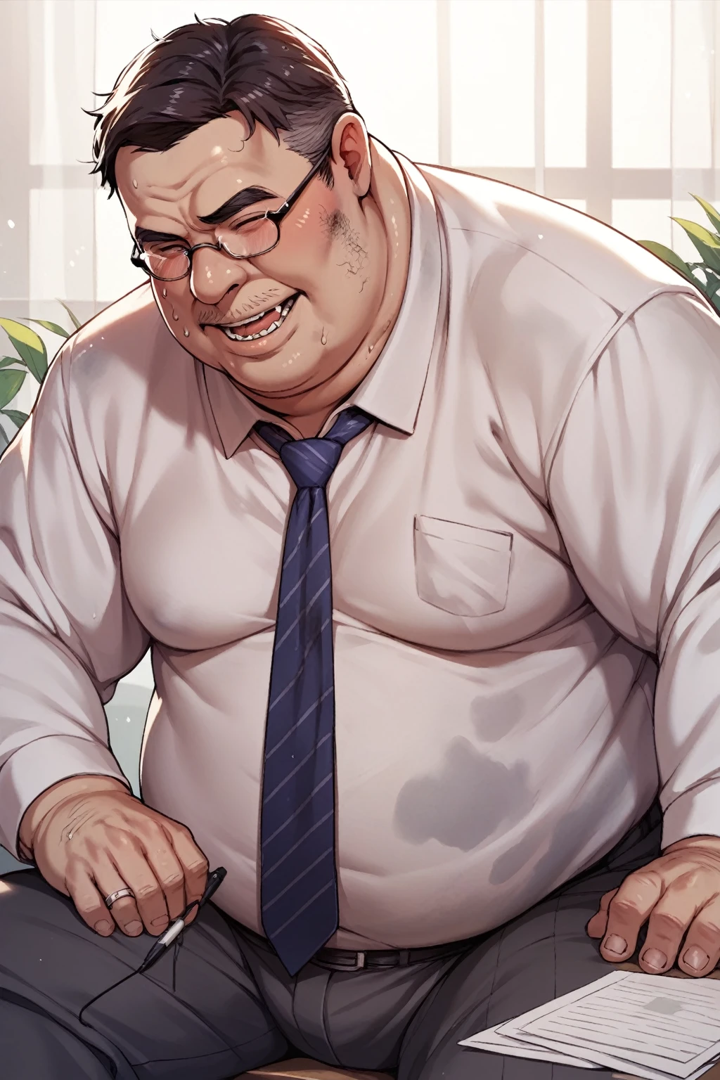ugly fat old man office boss,fat,big ,dirty,oversized , waering business suit