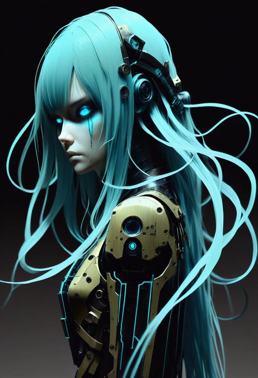 in style of Ashley Wood,in style of stephen gamel ,
1girl,noise,jalm,faulds,bioluminescence,
BREAK
from_side,chemiluminescence,chemically dyed long hair,dodgerblue,
