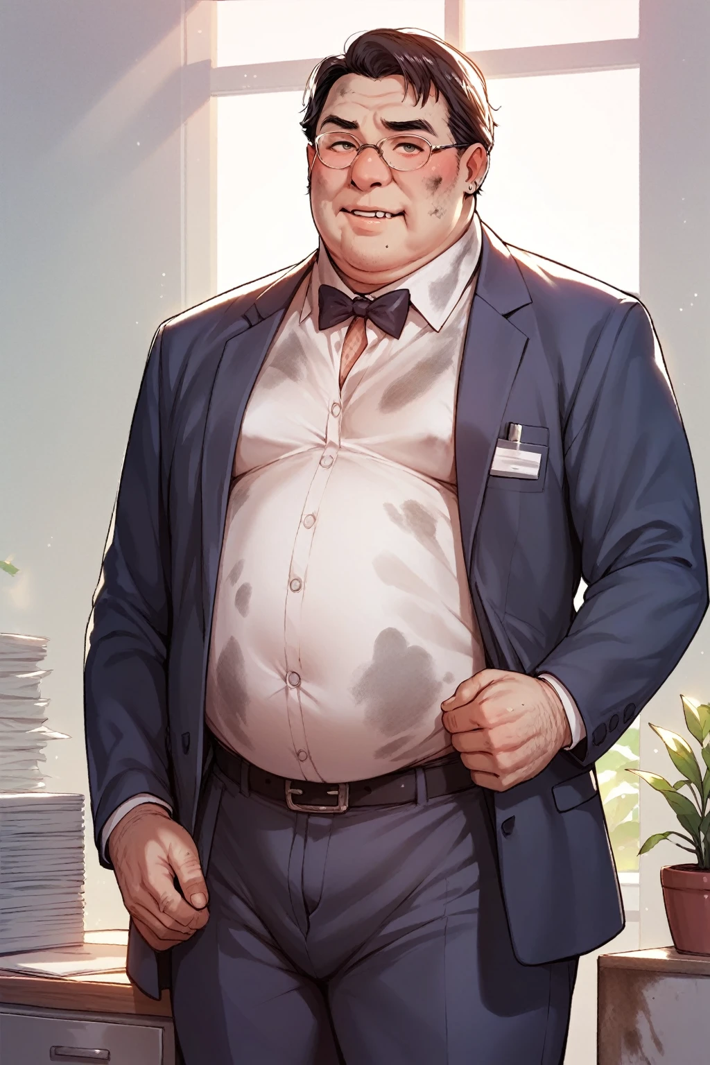  ugly fat old man office boss,fat,big ,dirty, business suit