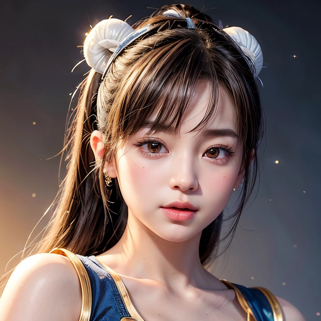 NSFW, 8k, High-level, absurd, masterpiece, best quality, primitive, very detailed CG, very detailed wallpaper, perfect lighting, Extremely detailed (((The personifying " CHUN-LI " as a ))), MysticSight, Tyndall effect, Tyndall scattering, Studio gray background with (many Dazzling RainbowColor particles BokeH:1.28), (RoundlyButts, ThighGap), (Exposed:0.4), (Assfocus with looking ahead), BREAK (NOGIZAKA face variations) Extremely Detailed very KAWAII face variations, perfect anatomy, Childish, captivating gaze, elaborate detailed Eyes with (sparkling highlights:1.28), long eyelashes、Glossy RED Lips with beautiful details, Coquettish tongue, Rosy cheeks, Radiant PearlSkin with clear transparency . { (Dynamic LifeLike expressions:1.4) | :d) }, (large eyes:-1) .