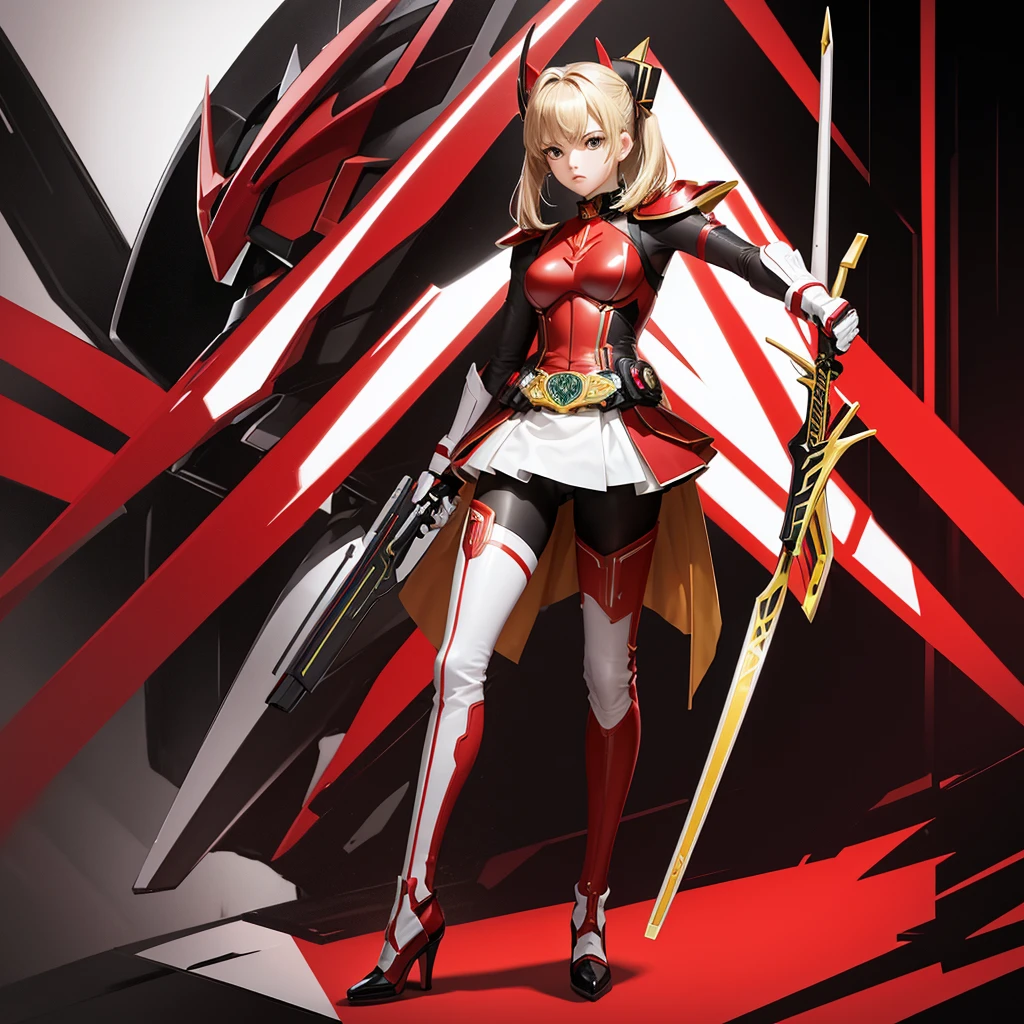 KamenRider Saber color is red and white,leg has color black and gold.